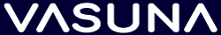 Logo der VASUNA GmbH - weißer Schriftzug auf dunkelblauem Hintergrund